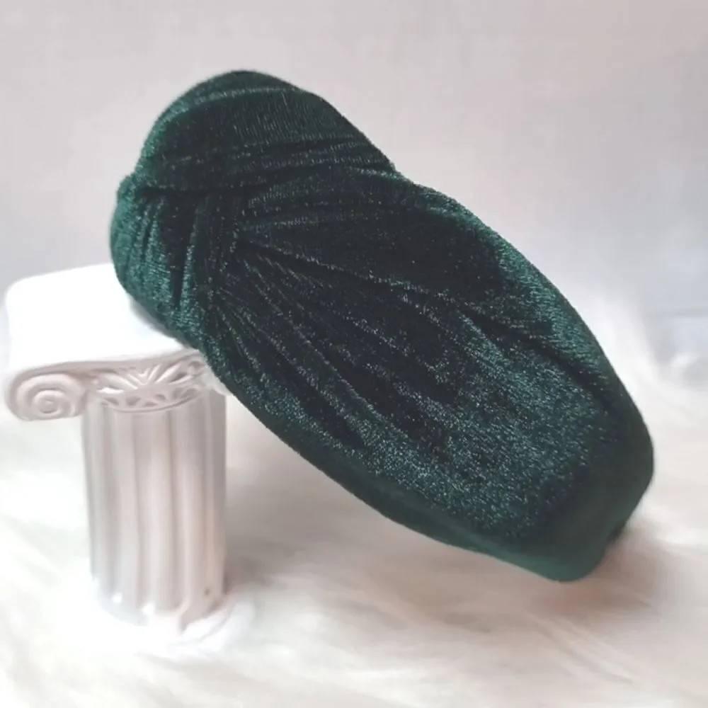 New Wide Green Velvet Top Knot Headband fall christmas Luxe Luxury